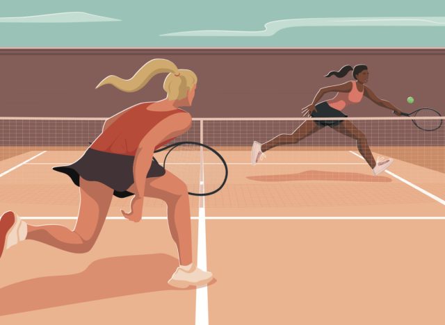 illustration of women playing tennis