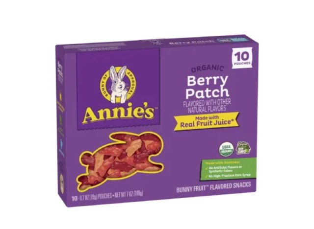 box of annie's fruit snacks on a white background