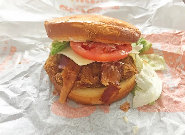 Burger King Bacon Swiss Royal Crispy Chicken upon its wrapper