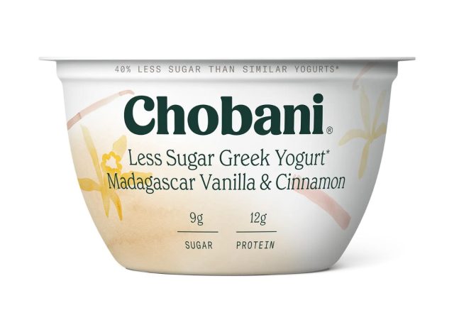 container of Chobani on a white background
