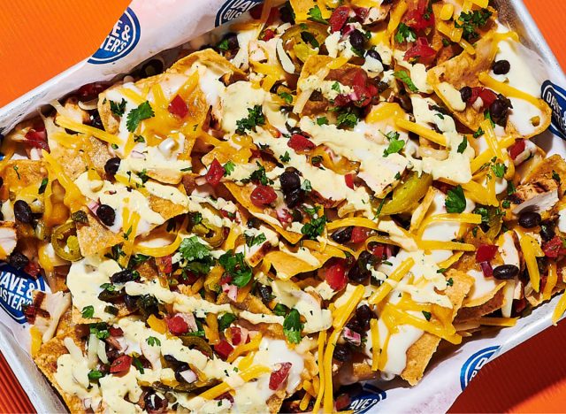 dave and busters cantina nachos on a plate.