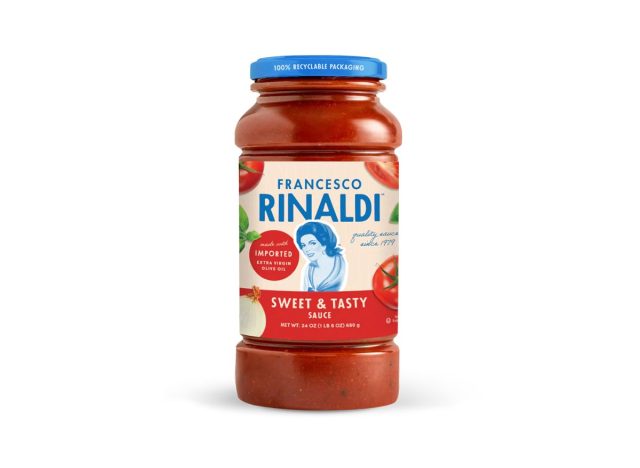 jar of pasta sauce on a white background