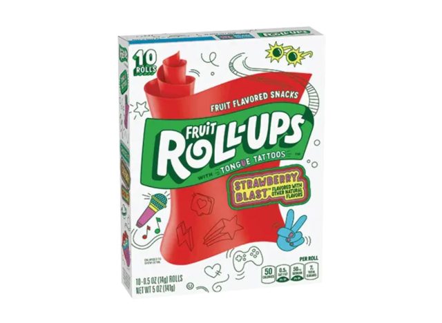 box of Fruit Roll-Ups on a white background