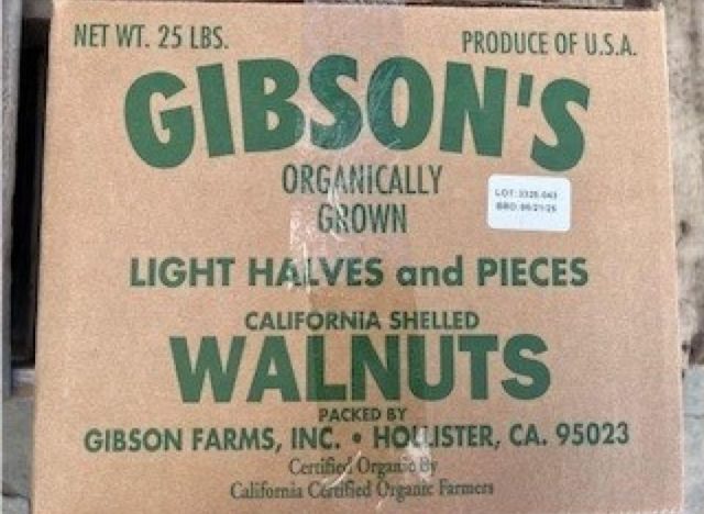 Gibson Farms box of Organic Light Halves and Pieces shelled walnuts