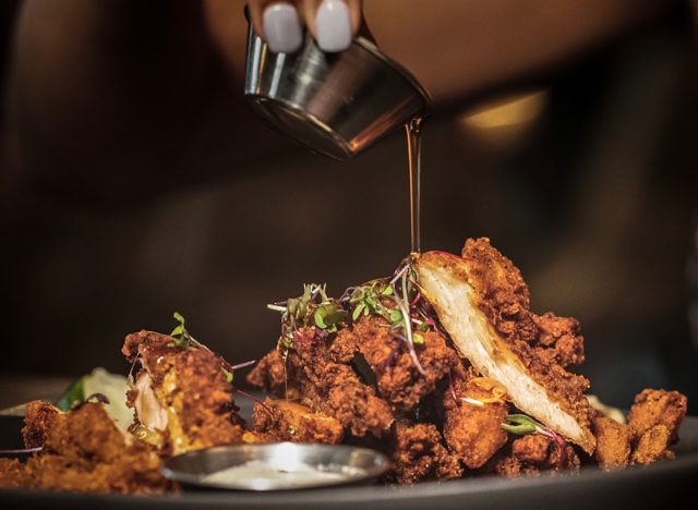 Crispy Buttermilk Fried Chicken served with Jalapeño Maple Syrup and Housemade Ranch at Le Chick Miami