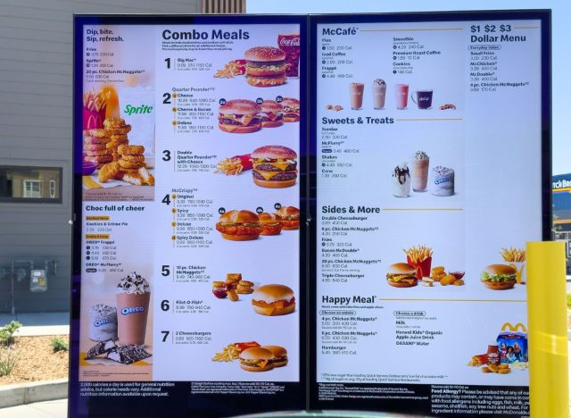 McDonald's menu board