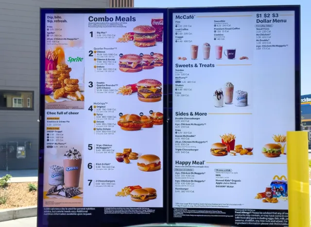 McDonald's menu board