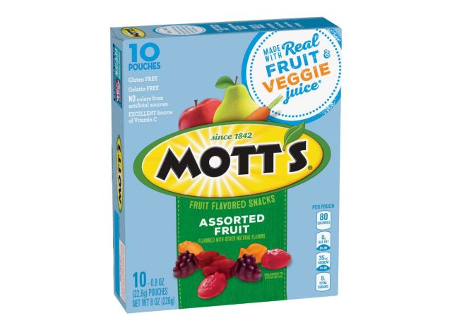 box of Mott's fruit snacks on a white background