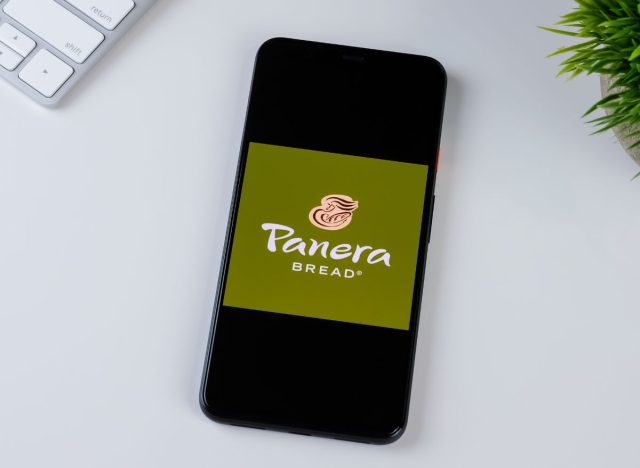 Panera Bread logo on phone screen