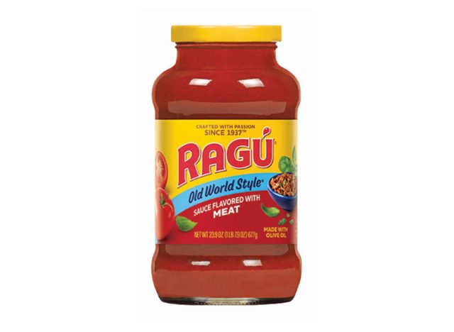 jar of Ragu meat sauce on a white background