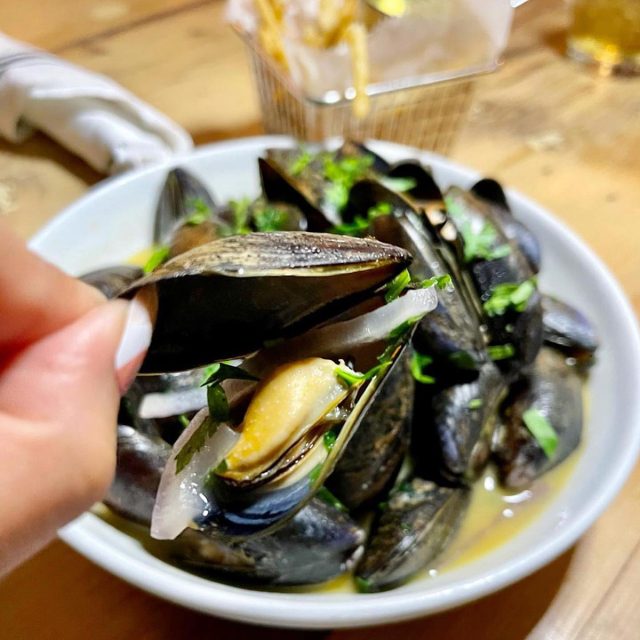 A closeup of the mussels at Seamore's seafood restaurant