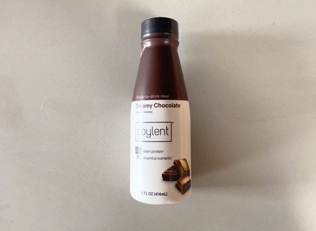 bottle of Soylent protein shake