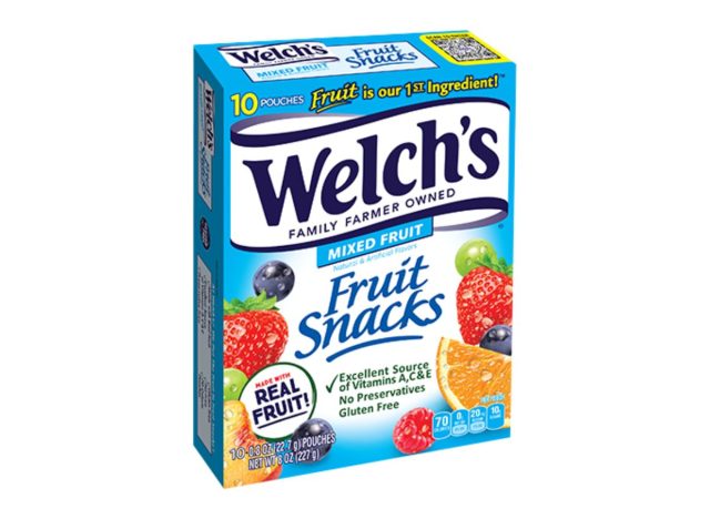 box of welch's fruit snacks on a white background
