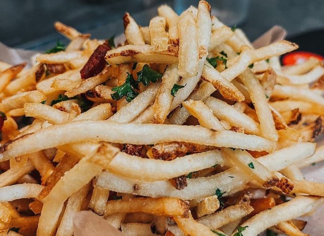 A closeup of french fries from the Zinc Cafe
