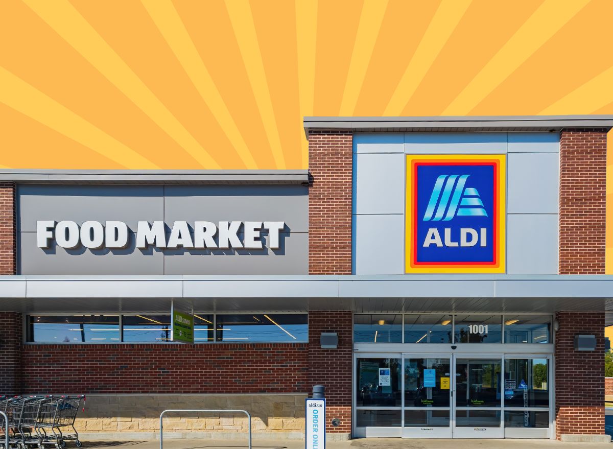 aldi store on a designed background