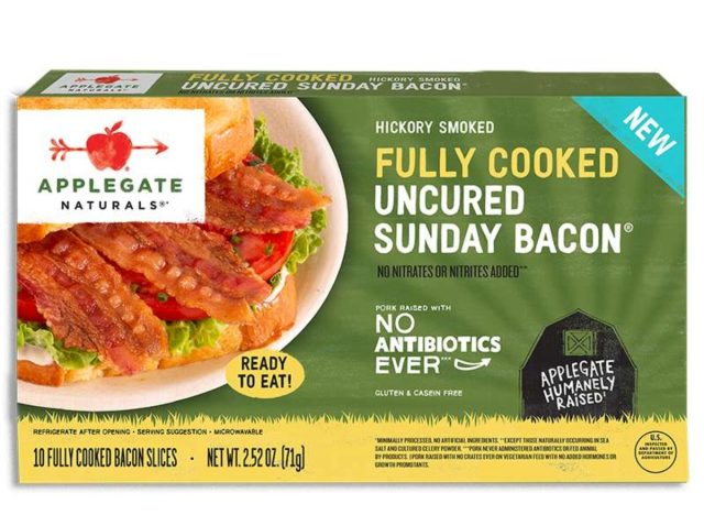 box of applegate fully cooked uncured sunday bacon