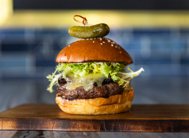 bludorn burger on a table.