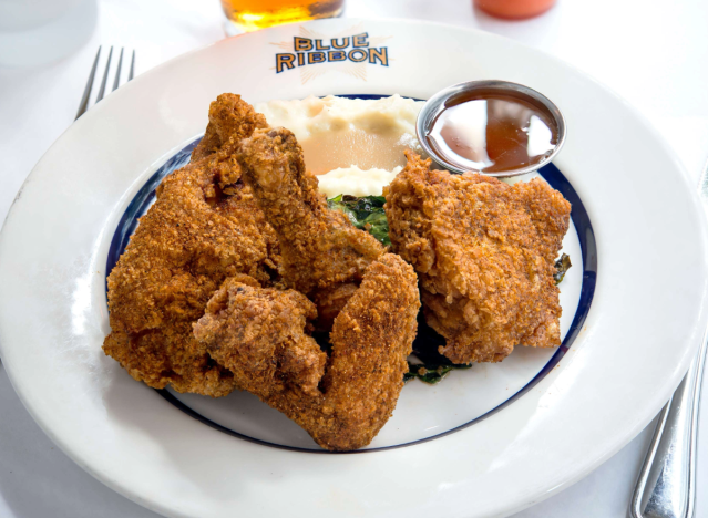 a plate of fried chicken.