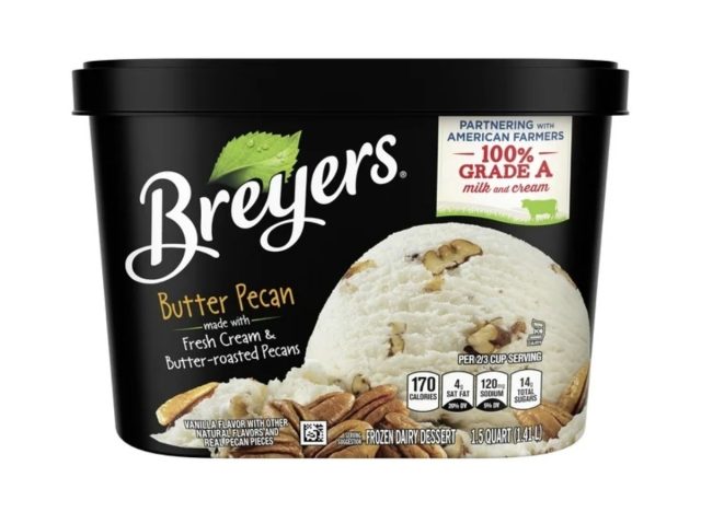 breyers butter pecan frozen dairy dessert tub