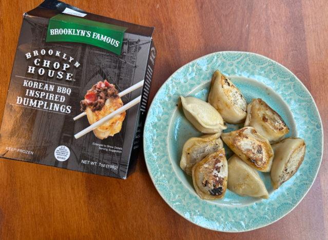 brooklyn chop house dumplings package and on plate. 