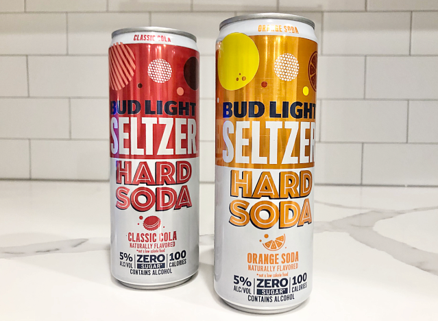 bud light seltzer cans on a counter.