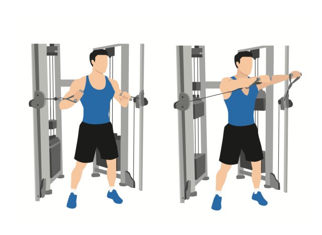 illustration of man doing cable chest press exercise