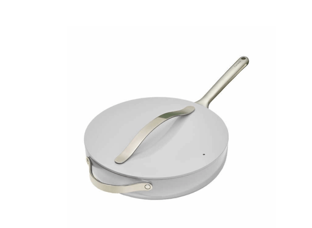 caraway saute pan from costco on a white background.