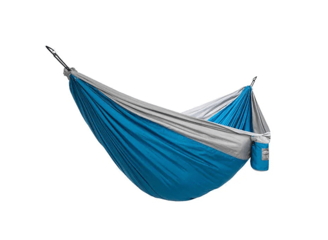 blue hammock on a white background.