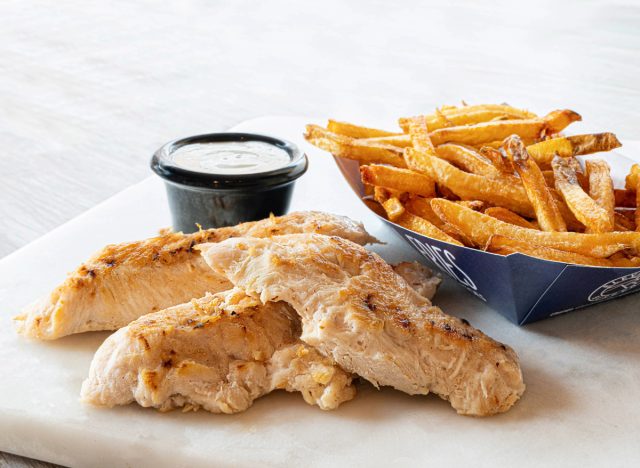 elevation burger grilled chicken tenders, fries, and ranch