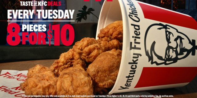 kfc fried chicken bucket deal promo featuring a bucket of fried chicken