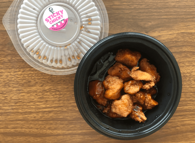 a container with kfc nuggets. 