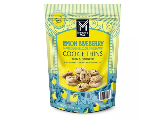 a bag of member's mark lemon blueberry cookie thins.