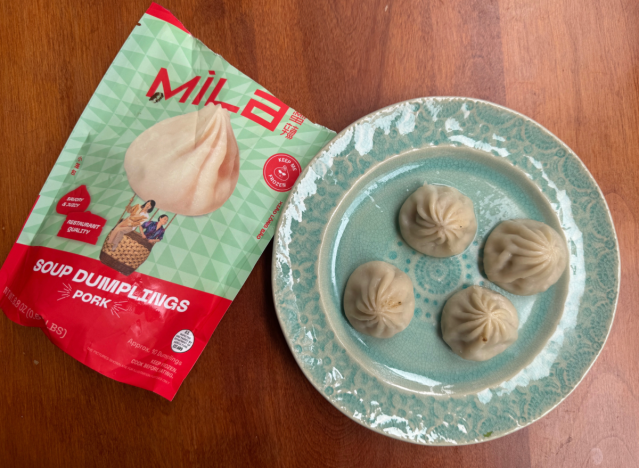 mila dumplings in a bag and on a plate. 