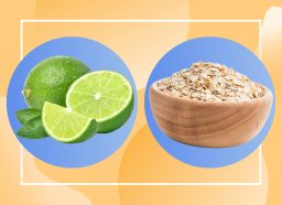 collage of rolled oats and limes on designed background to depict oatzempic