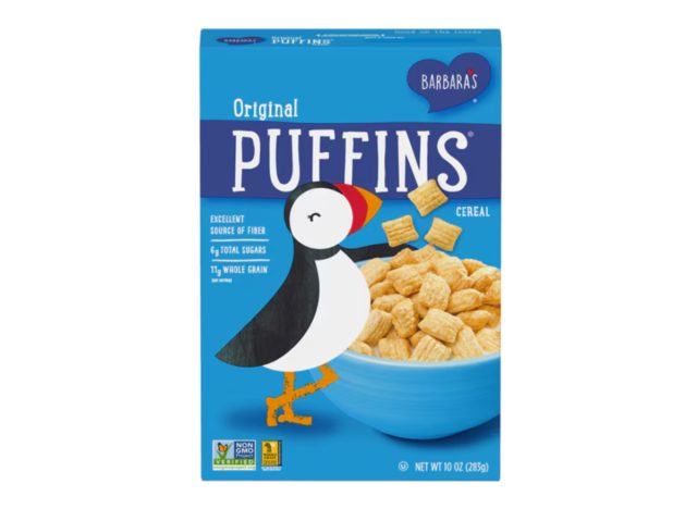 puffins cereal box