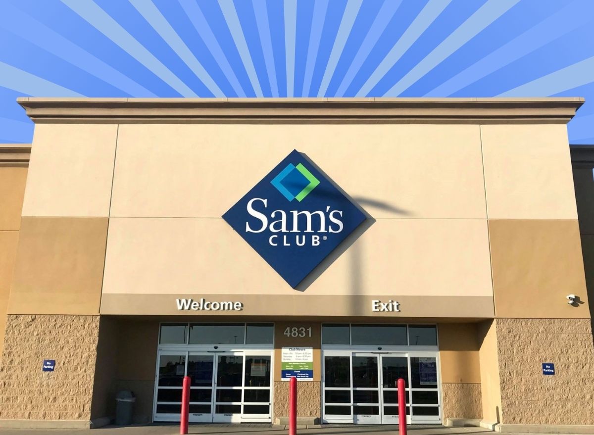 sam's club exterior on a blue background