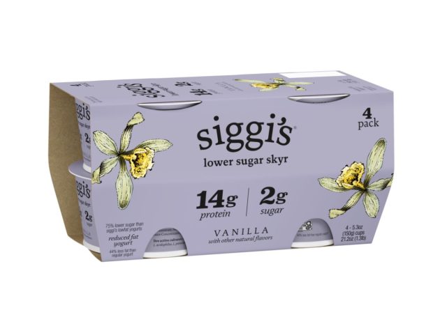 multi-pack of Siggi's lower sugar skyr on a white background