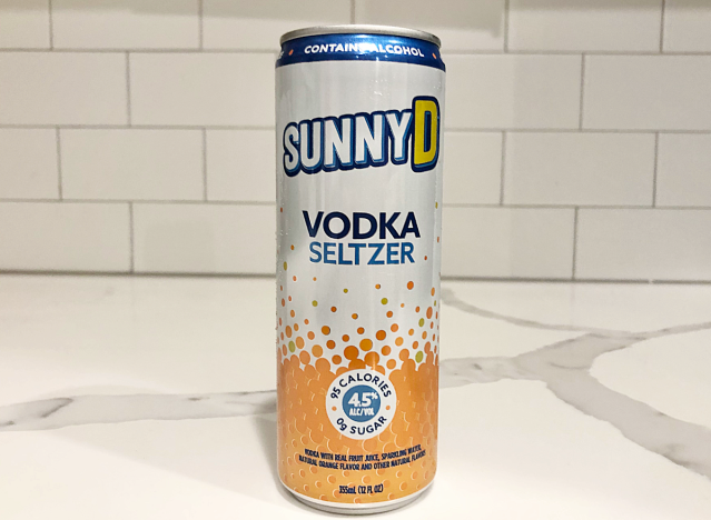 a can of sunny d seltzer on a counter.