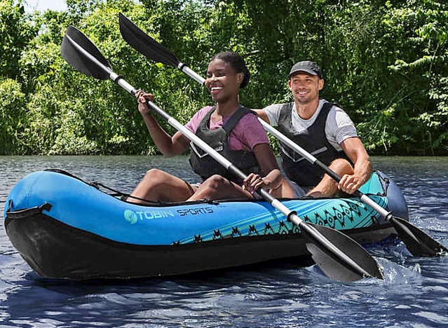 2 people kayaking.