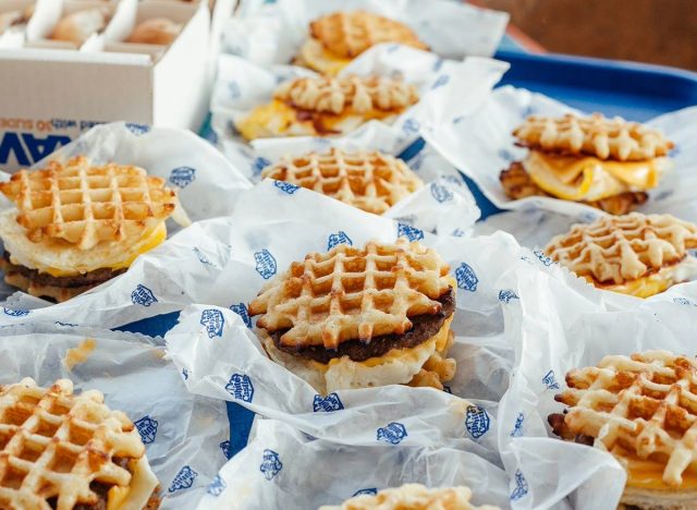 white castle's waffle breakfast sliders