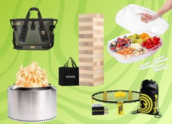 An array of summer essentials from Amazon set against a vibrant green background