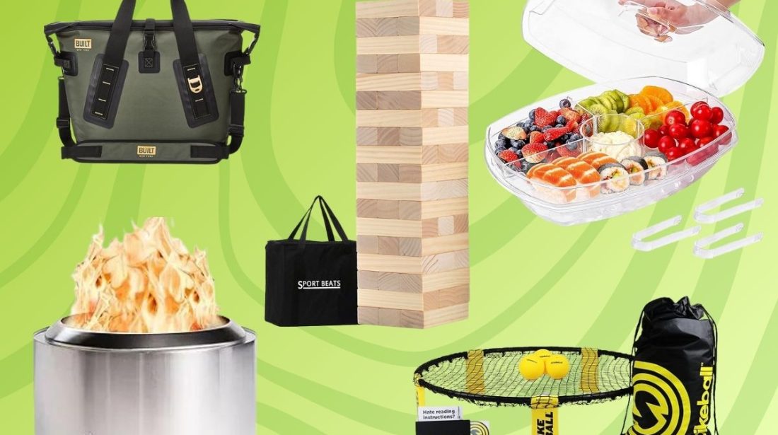 An array of summer essentials from Amazon set against a vibrant green background
