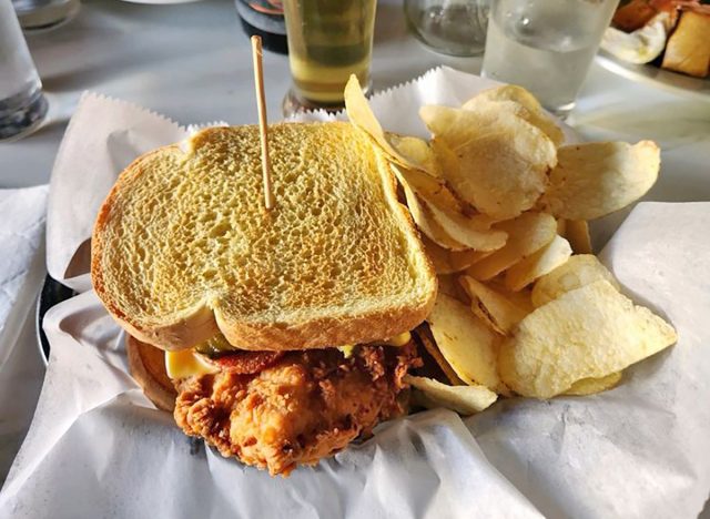 The fried chicken sandwich at Cafe Melba in Milford, Conn.