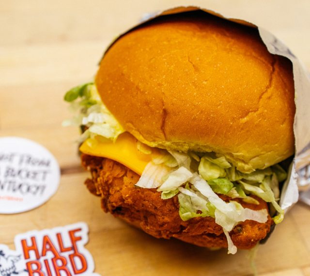 The classic fried chicken sandwich from Half Bird Chicken & Beer