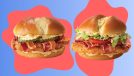 McDonald's new Cajun chicken sandwiches set against a colorful background