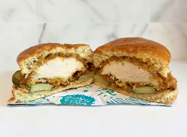 Popeyes Golden BBQ Chicken Sandwich cross section