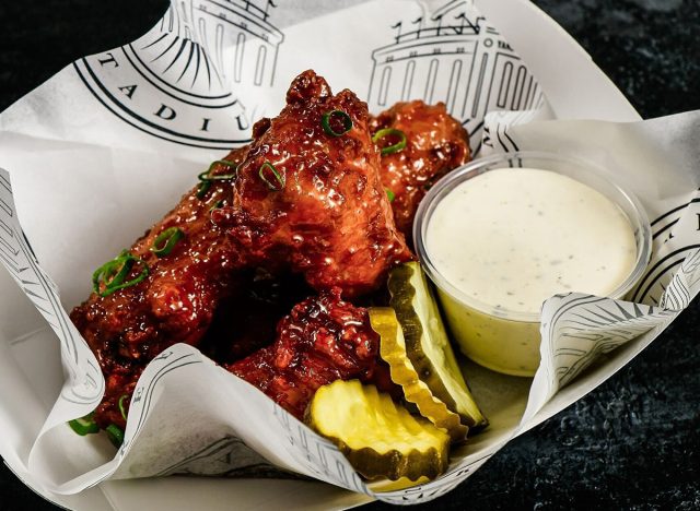 M's spicy chicken wings at Yankee Stadium