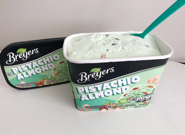 open container of breyer's ice cream 