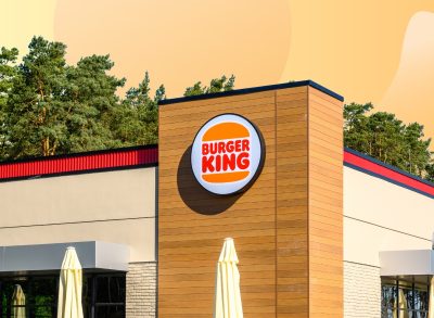 Burger King storefront in front of yellow circle design