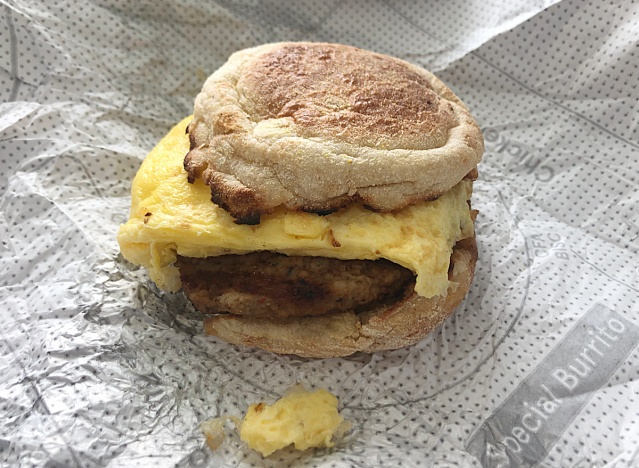 sausage egg cheese muffin from chick fil a